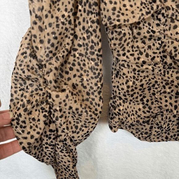 Astr The Label Colima Top Taupe Black Animal Leopard Print Elastic Back Size XS - Picture 5 of 12